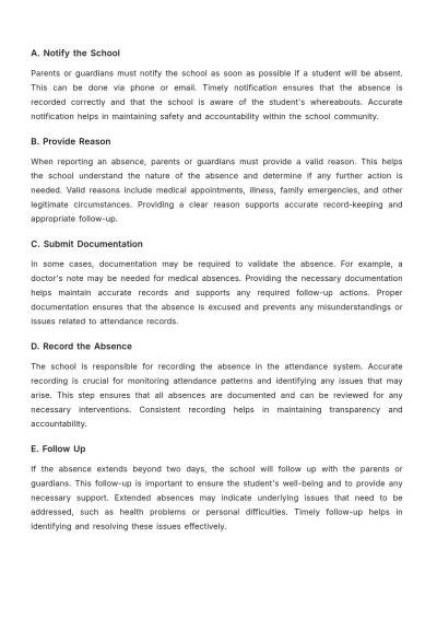 Free School Attendance Procedure Template to Edit Online