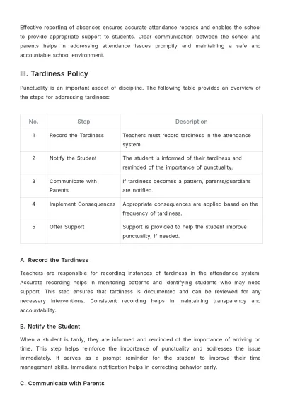 Free School Attendance Procedure Template to Edit Online