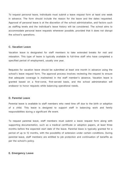 Free School Leave Procedure Template to Edit Online