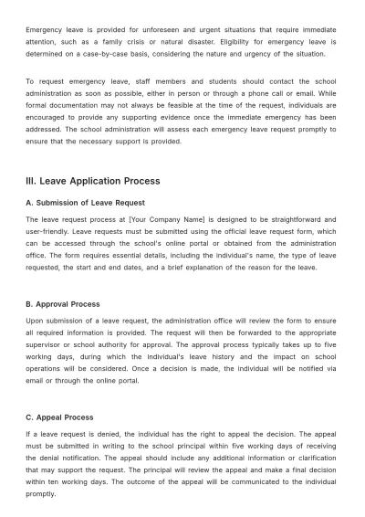 Free School Leave Procedure Template to Edit Online