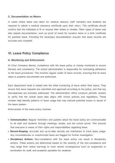 Free School Leave Procedure Template to Edit Online