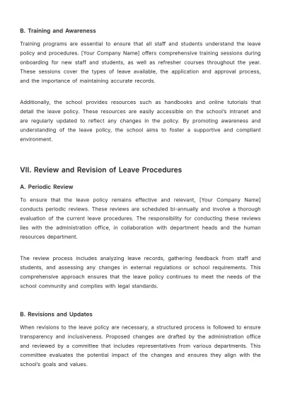 Free School Leave Procedure Template to Edit Online