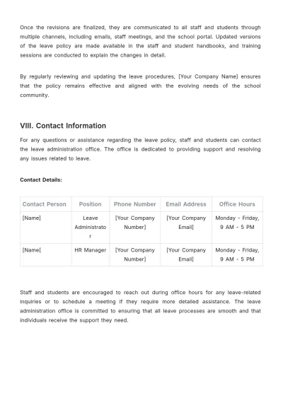 Free School Leave Procedure Template to Edit Online