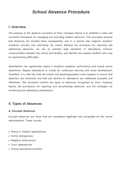 Free School Absence Procedure Template to Edit Online
