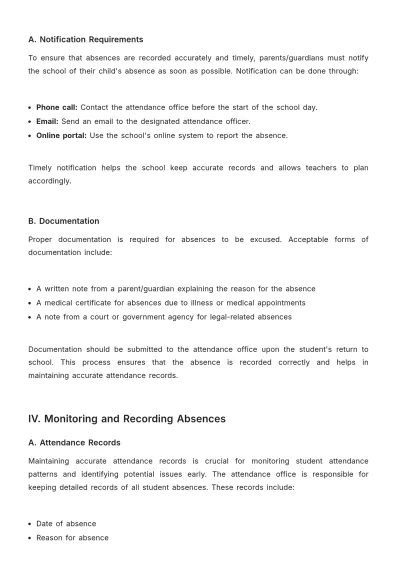 Free School Absence Procedure Template to Edit Online