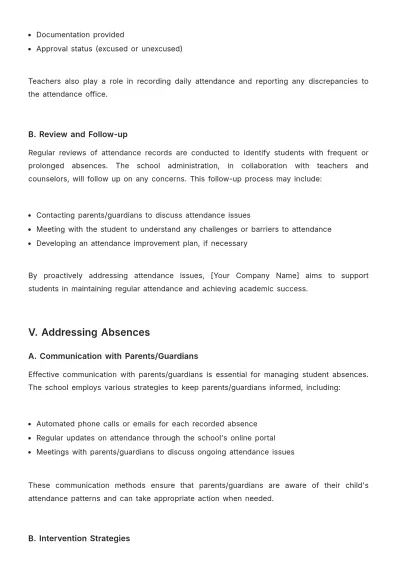 Free School Absence Procedure Template to Edit Online