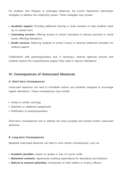 Free School Absence Procedure Template to Edit Online
