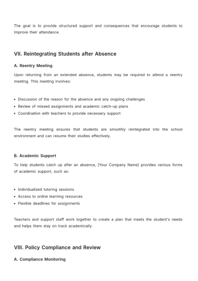 Free School Absence Procedure Template to Edit Online