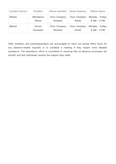 Free School Absence Procedure Template to Edit Online