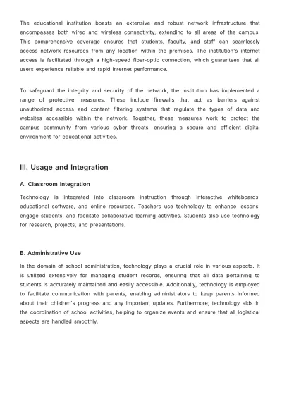 Free School Technology Report Template to Edit Online