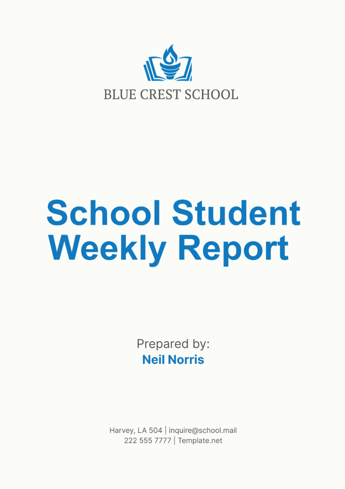 School Student Weekly Report Template