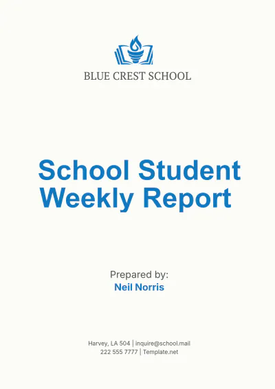 Free School Student Weekly Report Template to Edit Online