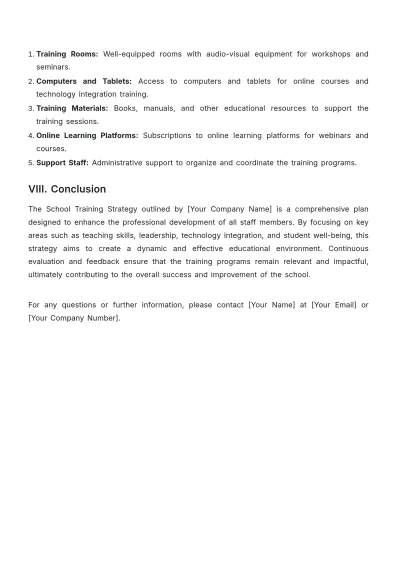 Free School Training Strategy Template to Edit Online