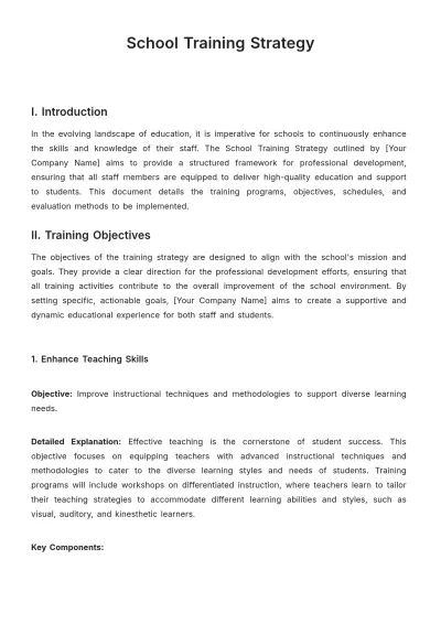Free School Training Strategy Template to Edit Online