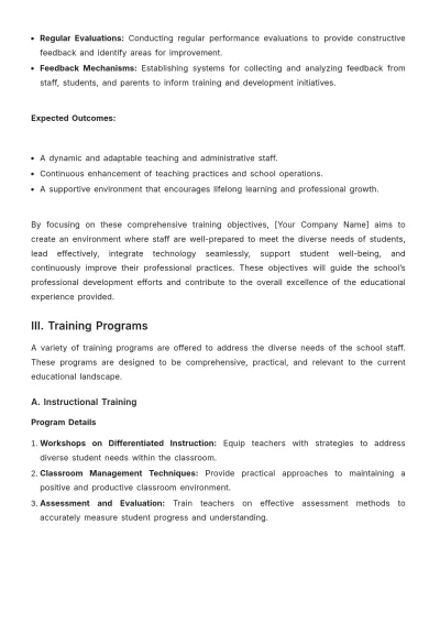 Free School Training Strategy Template to Edit Online
