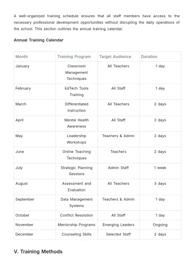 Free School Training Strategy Template to Edit Online