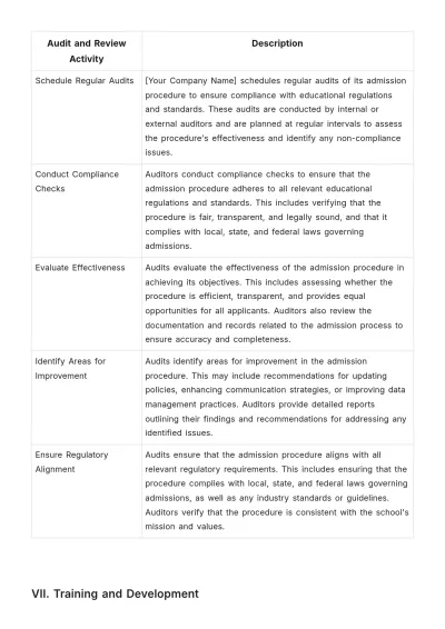 Free School Admission Procedure Template to Edit Online