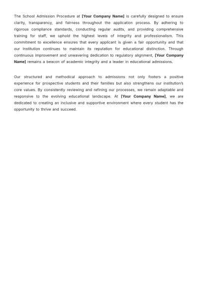 Free School Admission Procedure Template to Edit Online