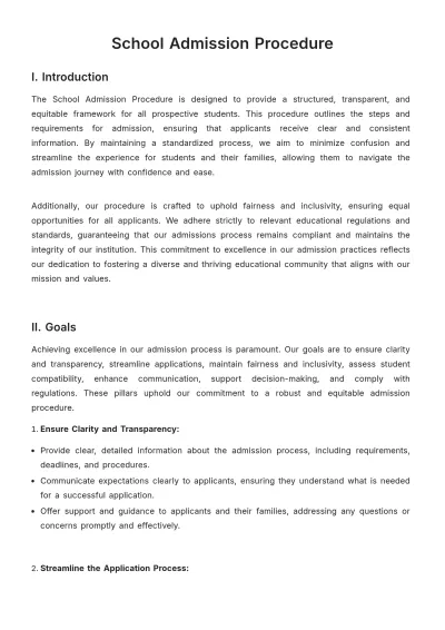 Free School Admission Procedure Template to Edit Online