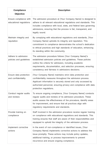 Free School Admission Procedure Template to Edit Online