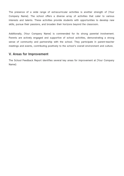 Free School Feedback Report Template to Edit Online