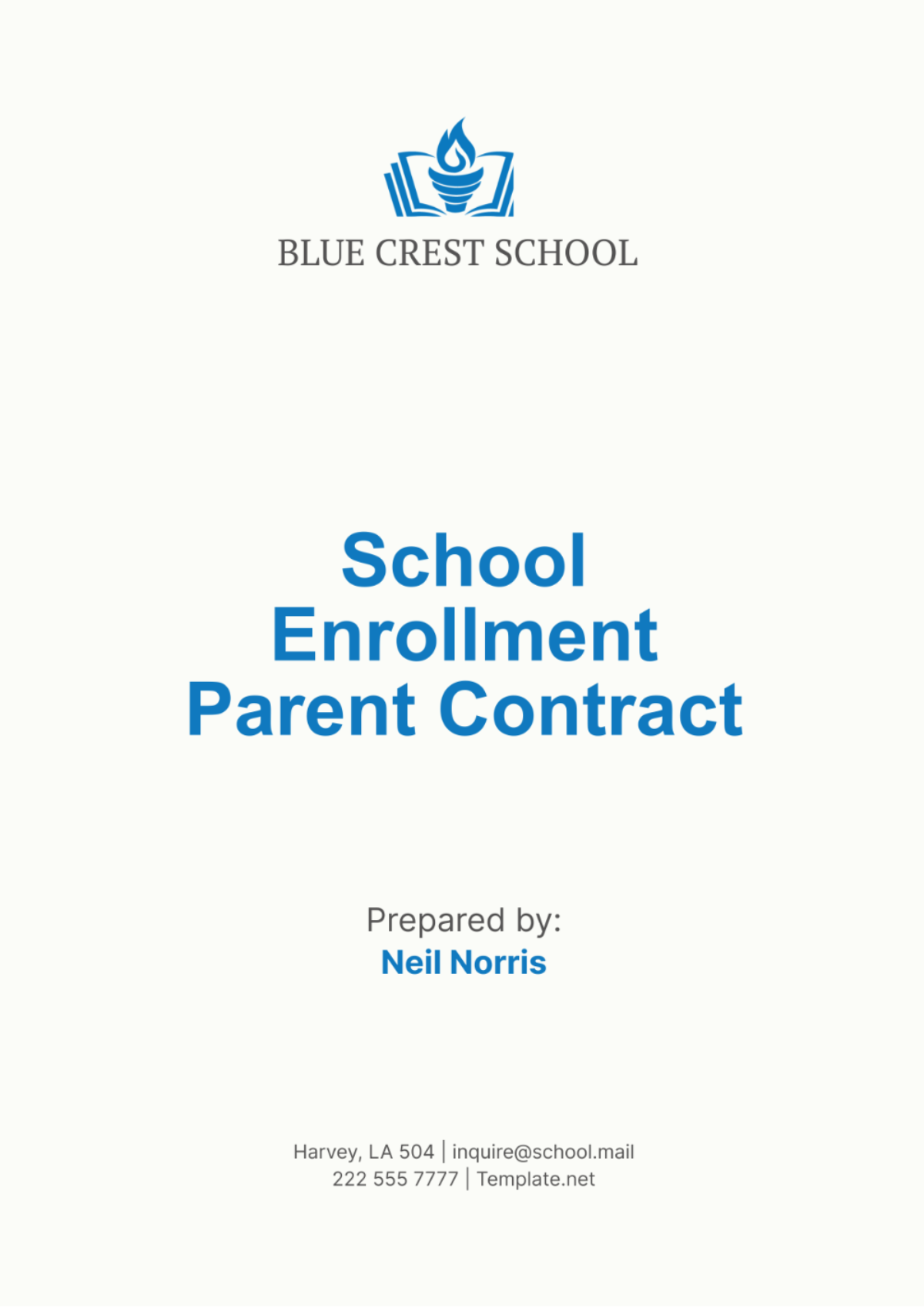 School Enrollment Parent Contract Template - Edit Online & Download