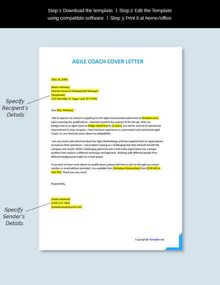 Agile Coach Cover Letter Template Free Pdf Google Docs Word Template Net