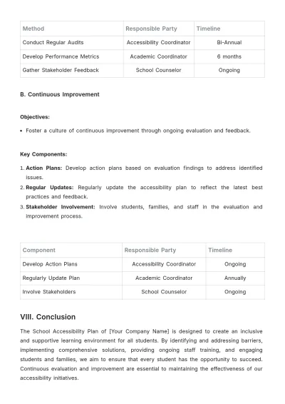 Free School Accessibility Plan Template to Edit Online