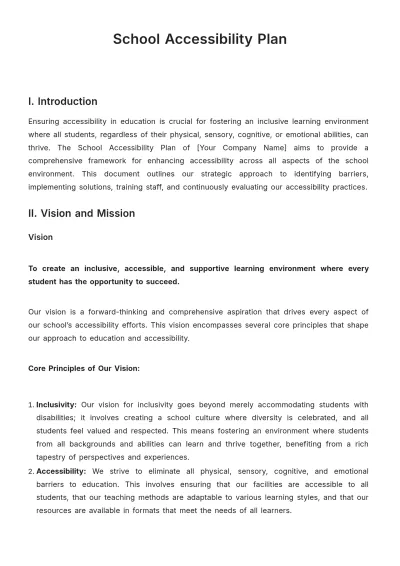 Free School Accessibility Plan Template to Edit Online