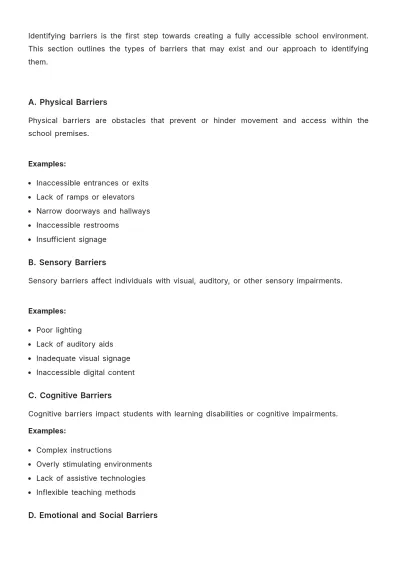 Free School Accessibility Plan Template to Edit Online