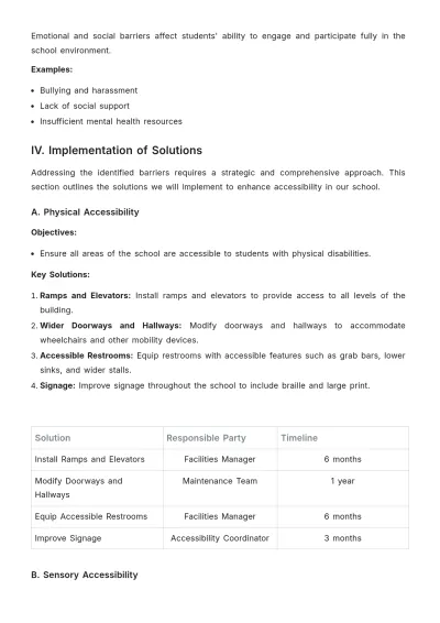 Free School Accessibility Plan Template to Edit Online