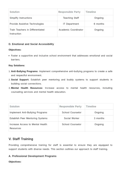 Free School Accessibility Plan Template to Edit Online