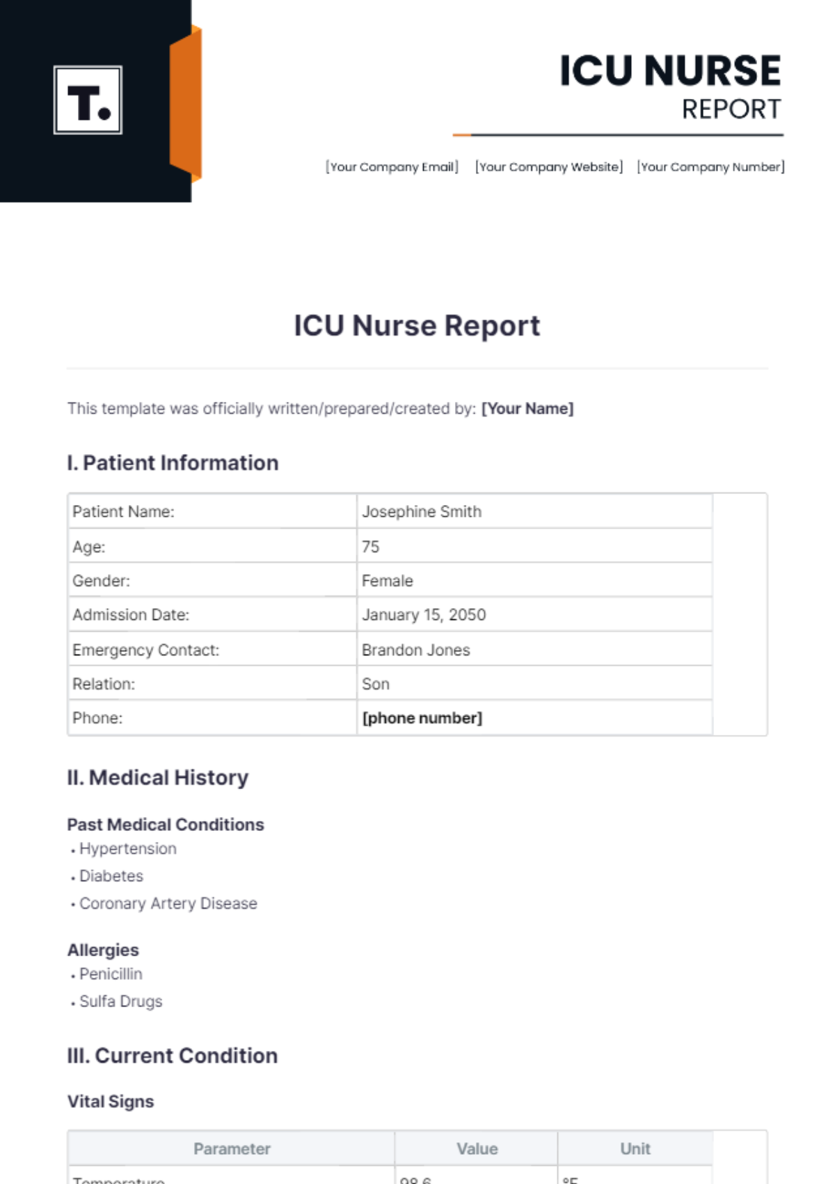 ICU Nurse Report Template - Edit Online & Download