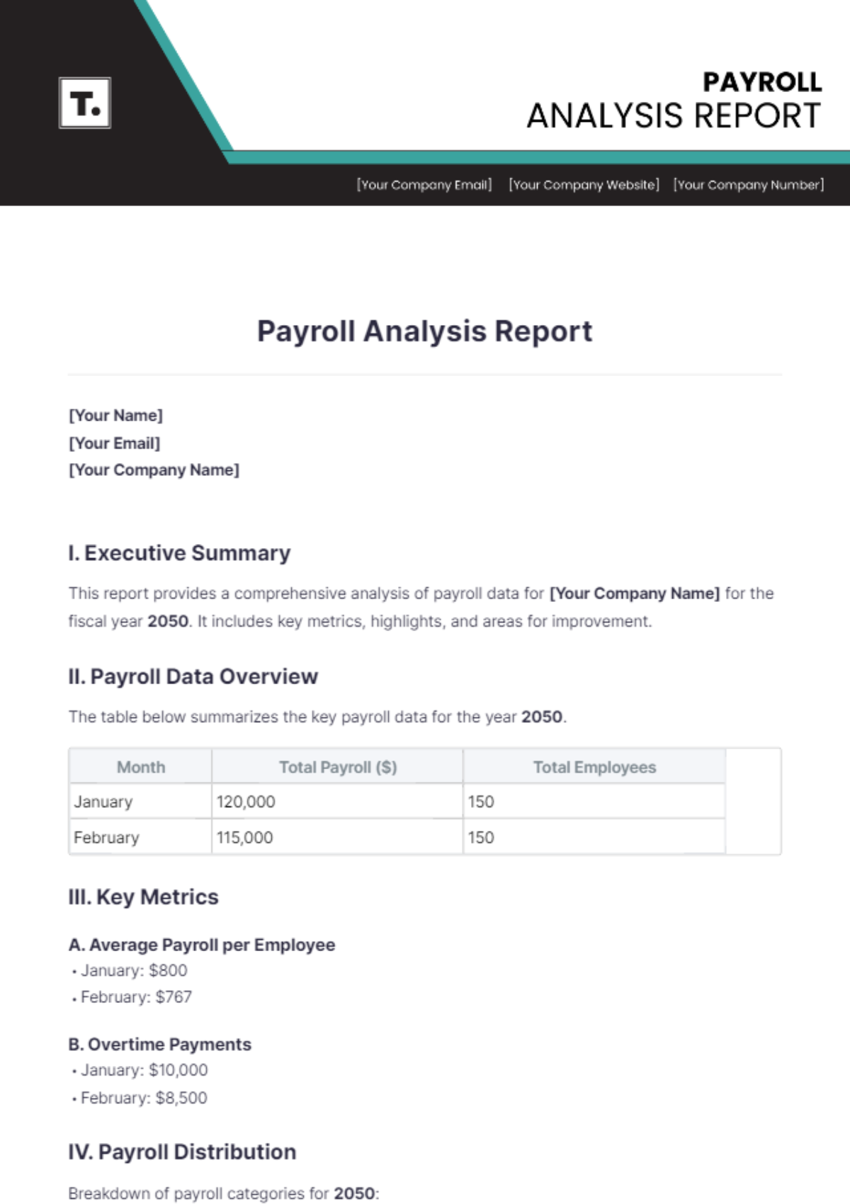 Payroll Analysis Report Template - Edit Online & Download