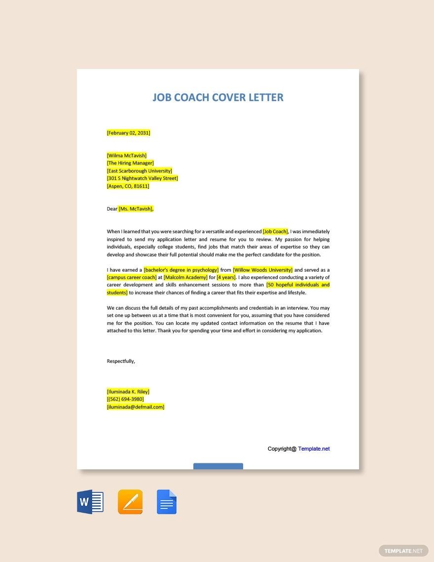 Job Coach Cover Letter