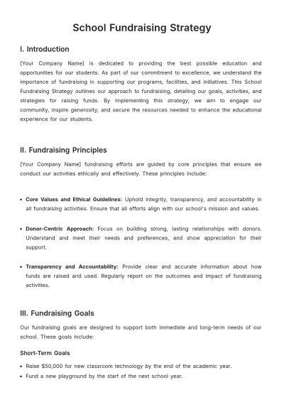 Free School Fundraising Strategy Template to Edit Online
