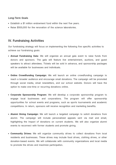 Free School Fundraising Strategy Template to Edit Online
