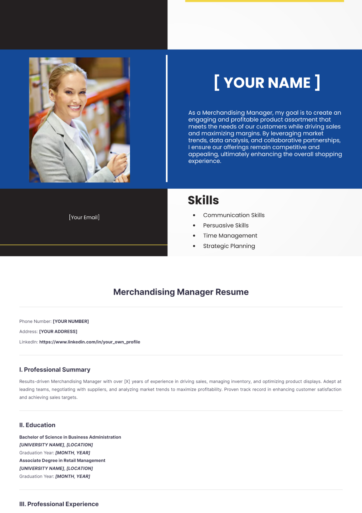 Merchandising Manager Resume - Edit Online & Download