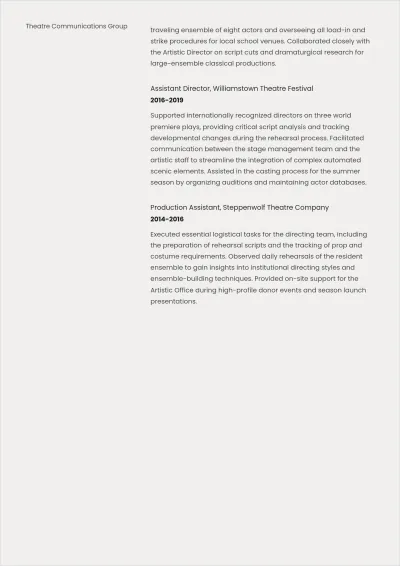 Free Assistant Director of Theatre ATS Resume Template