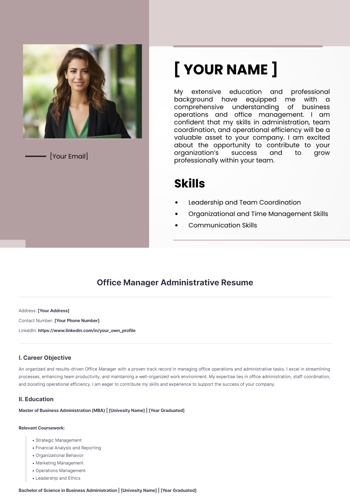 Office Manager Administrative Resume - Edit Online & Download