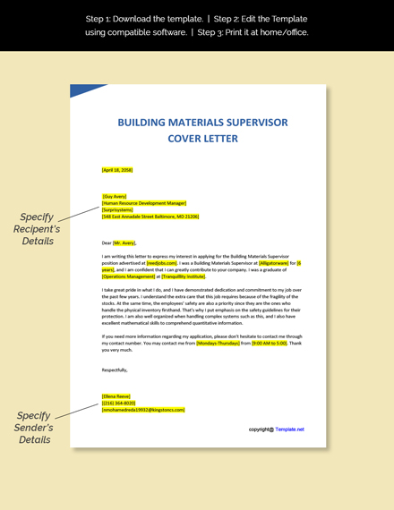 construction and building materials cover letter