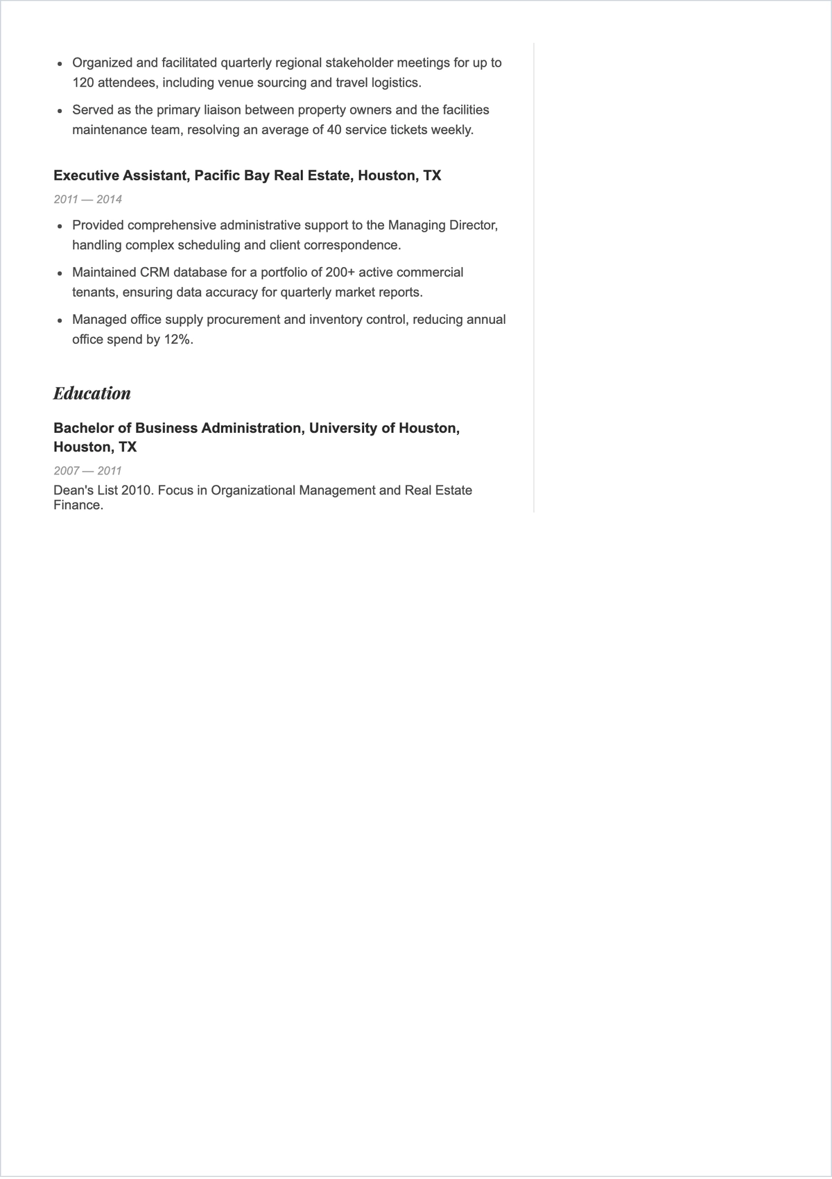 Free Administrative Office Manager ATS Resume Template