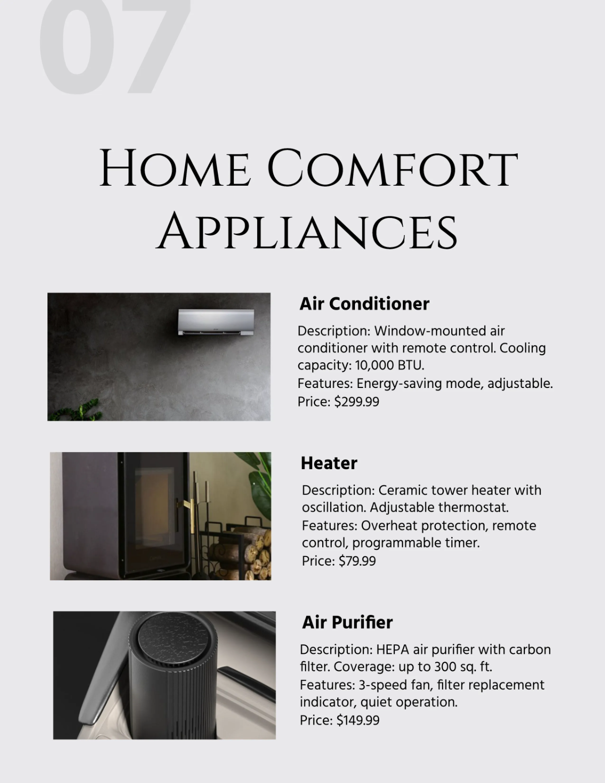Free Home Appliances Wholesale Catalog Template to Edit Online