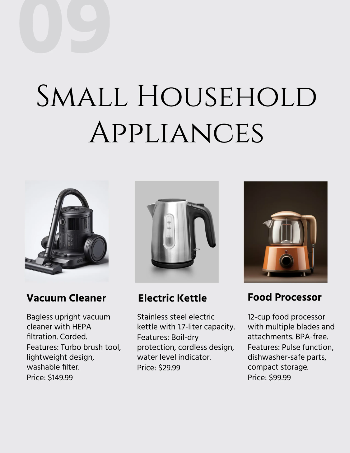 Free Home Appliances Wholesale Catalog Template to Edit Online