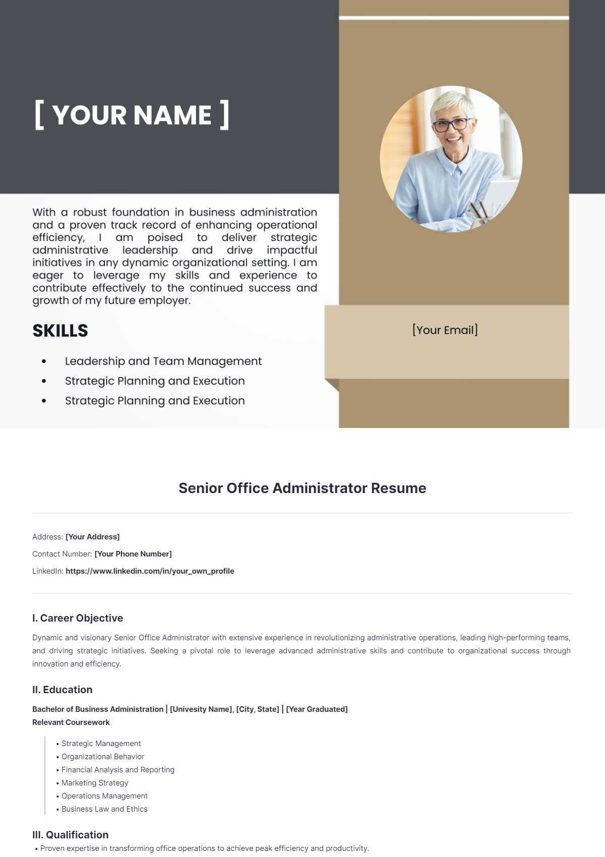 Senior Office Administrator Resume - Edit Online & Download