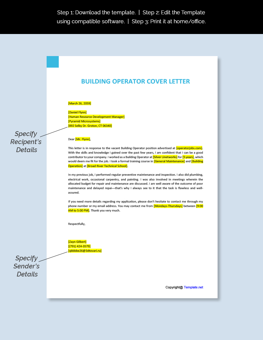 Building Operator Cover Letter