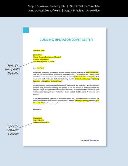 Building Operator Cover Letter Template