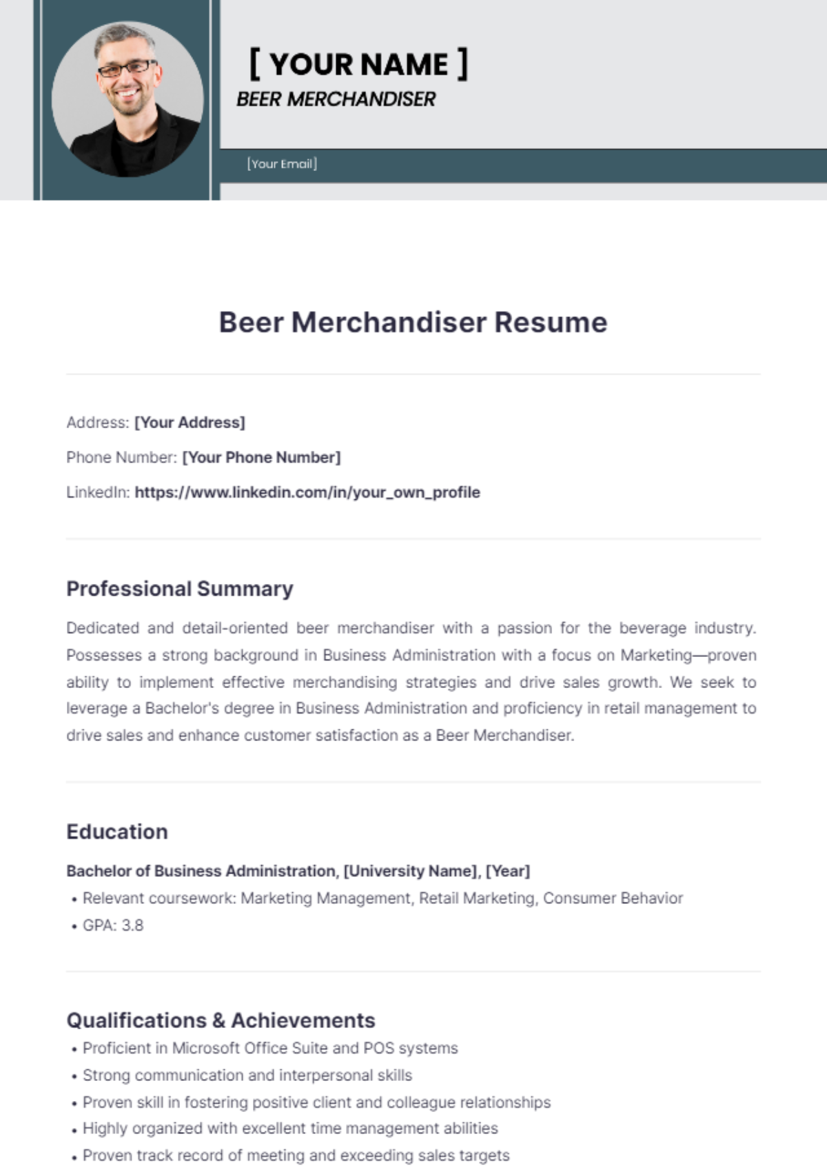 Beer Merchandiser Resume - Edit Online & Download