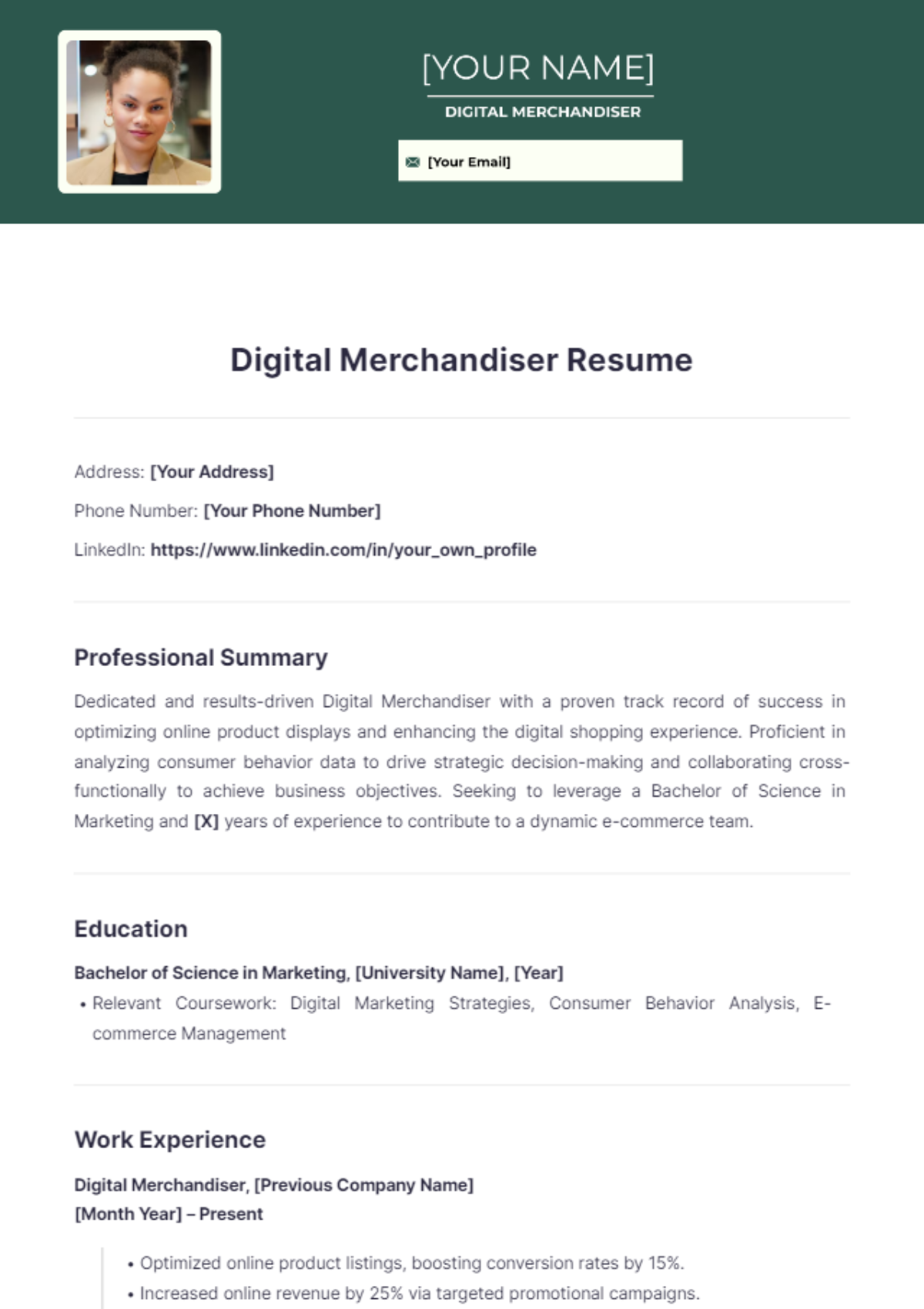 Digital Merchandiser Resume - Edit Online & Download