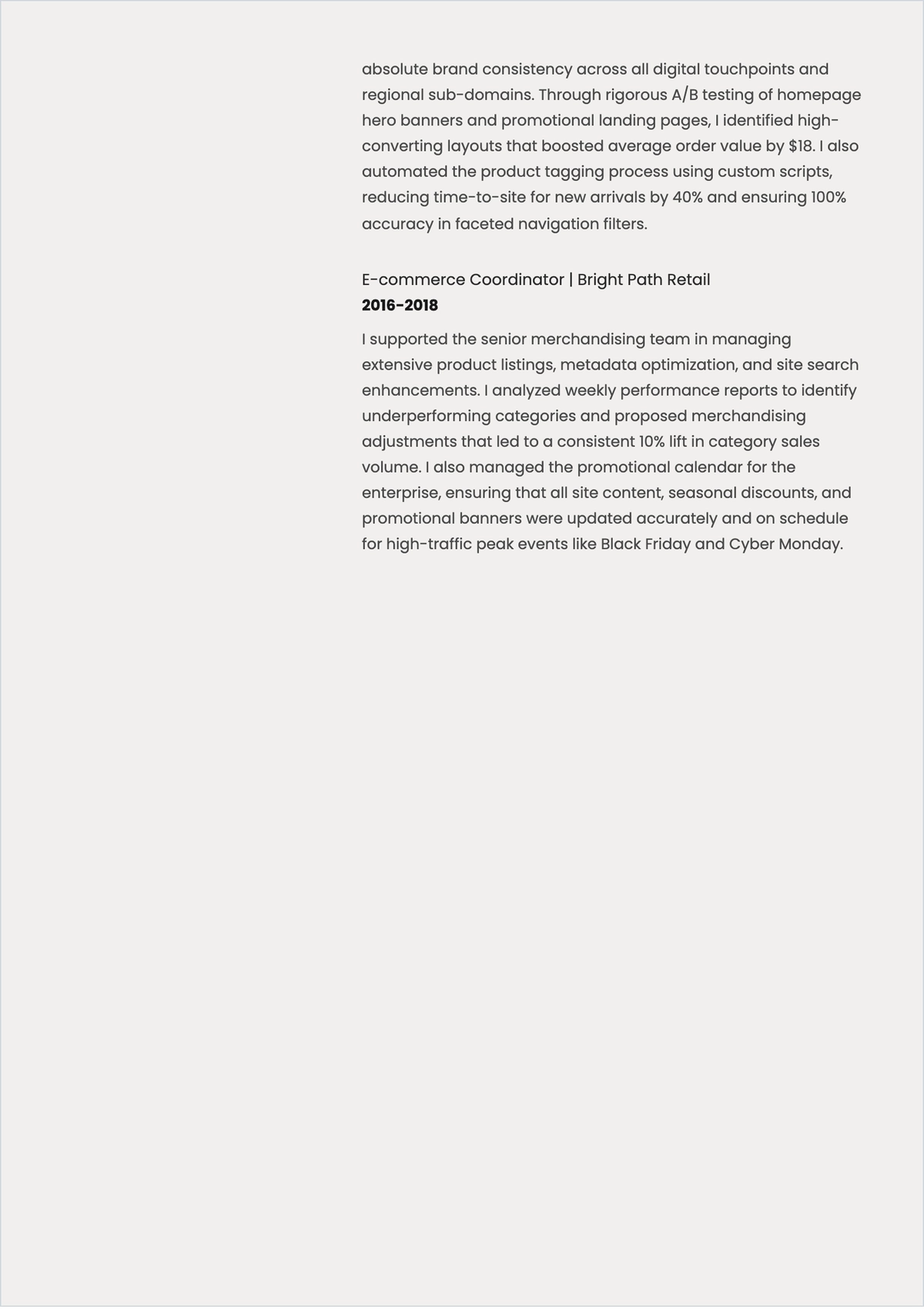 Free Digital Merchandiser ATS Resume Template, AI Resume Builder